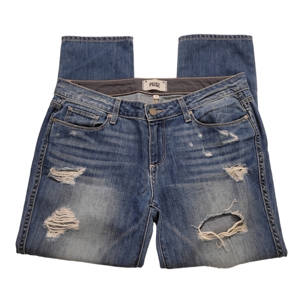 PAIGE Jimmy Jimmy Crop distressed 100% cotton jeans